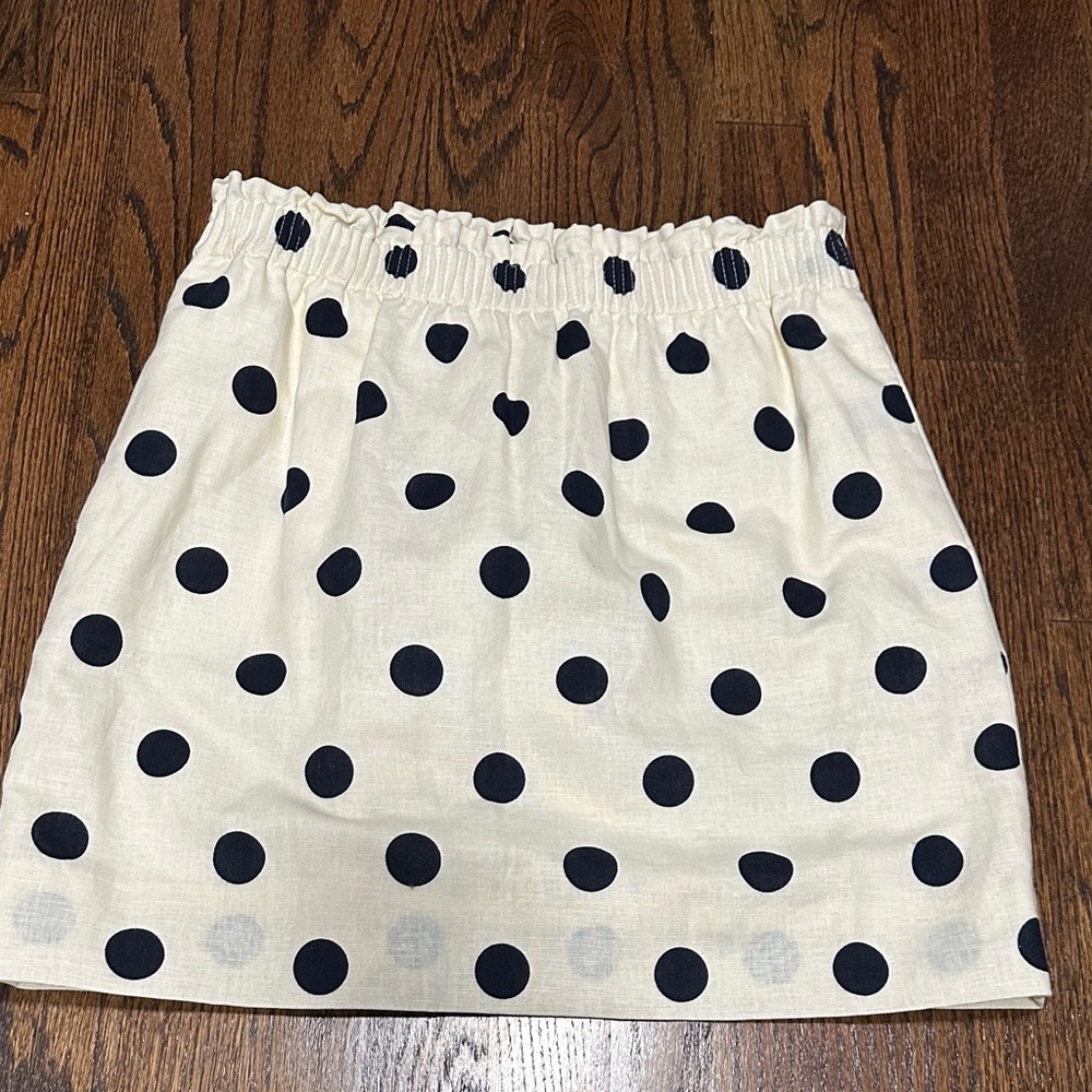 J. Crew Cream and Black Polka Dot Mini Skirt